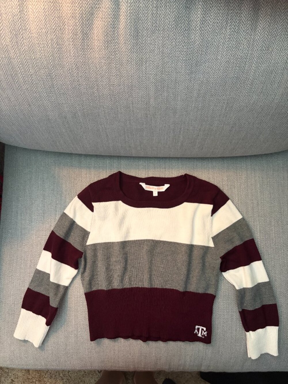 Texas A&M Colorblock Crop Sweater